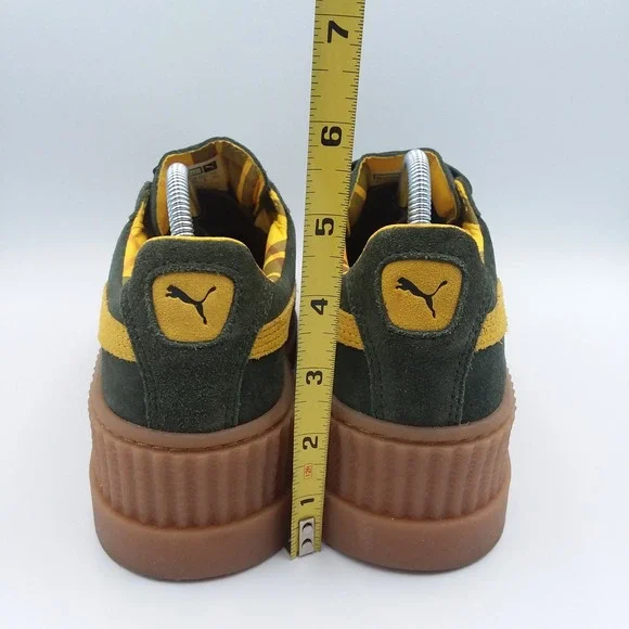 Puma X Fenty Rihanna Cleated Creeper Green Yellow Suede Platform Shoes Women's 8 - Picture 13 of 13